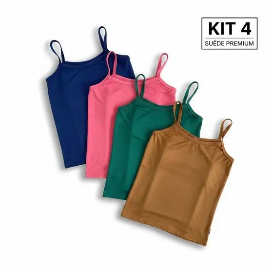 Kit 4 Regatinhas Femininas Suede  Moda Verão  Cores Sortidas