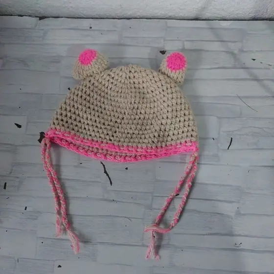Touca croche usado ursinho para bebê 🚼