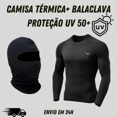 Kit Touca Ninja Balaclava + Camisa Térmica proteção solar UV 50+