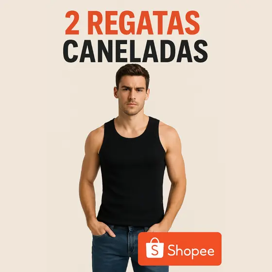 Kit 2 Regata Masculina Camiseta Modelo Americano Canelada Básica Regata Justinha