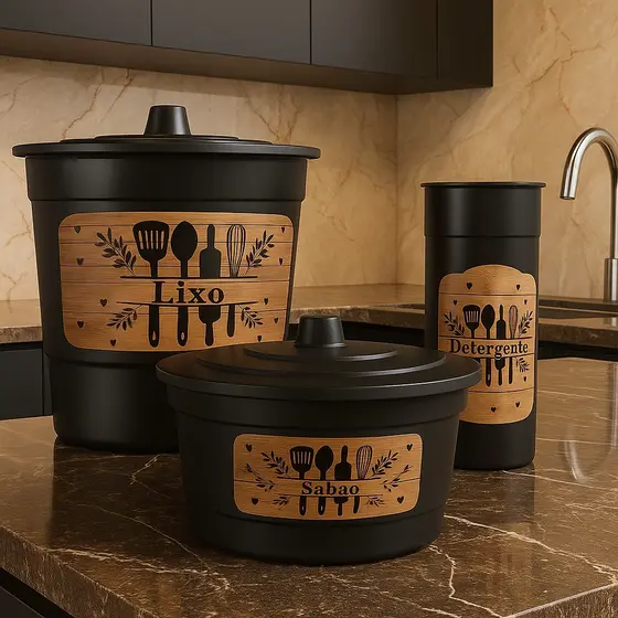 Kit Pia Conjunto 3 Peças Plástico Resistente Organização Casa Cozinha Vários Modelos