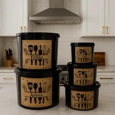 Jogo De Mantimento De Plástico 5 Peças Redondo porta mantimentos potes de cozinha