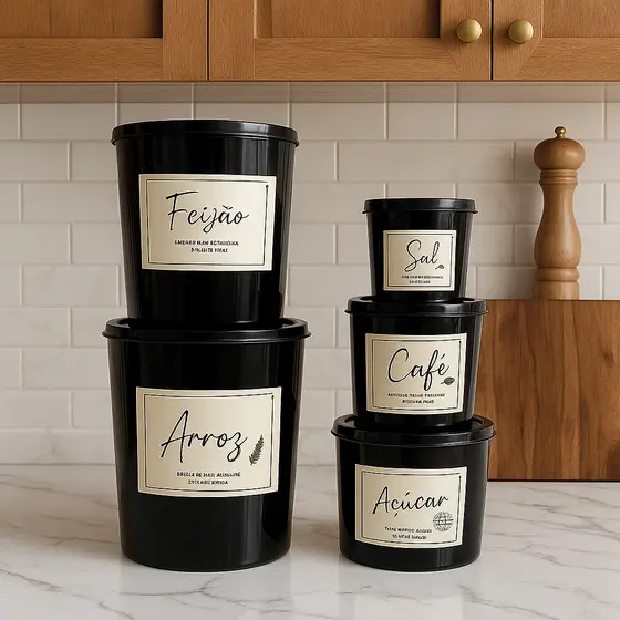 Kit Potes Mantimentos Linha premium jogo com - 5 Peças plástico