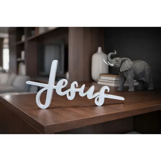 Letreiro Jesus em Formato de Cruz – 33cm – Parede ou Estante
