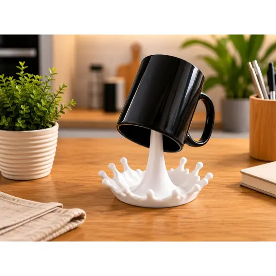 Apoio Escorredor de Xicaras e Canecas 3D – cantinho do Café Suporte Decorativo para Copos e Canecas-12x12x15cm