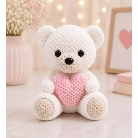 Ursinho com Coração – Cha Revelação de Plastico Decoração Quarto Bebe Lembrancinha Namorados Cha Fraldas 6cm