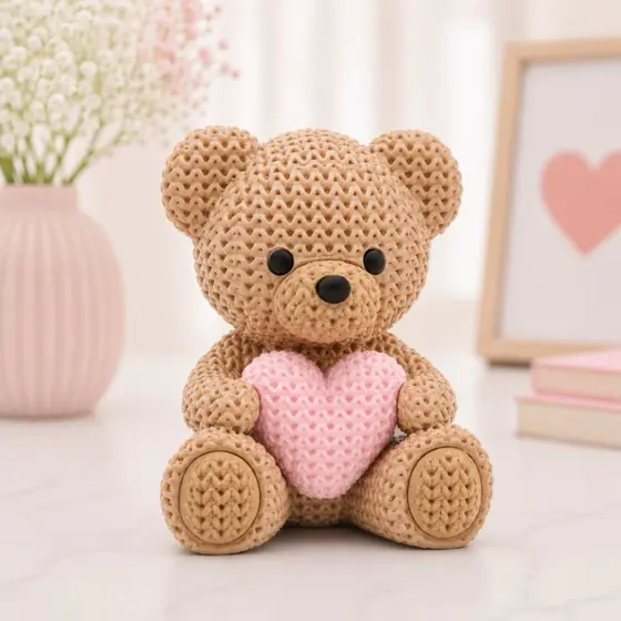 Ursinho com Coração – Cha Revelação de Plastico Decoração Quarto Bebe Lembrancinha Namorados Cha Fraldas 6cm