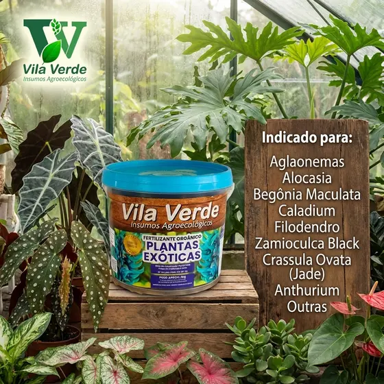 Fertilizante Orgânico Plantas Exóticas Vila Verde balde com 1kg