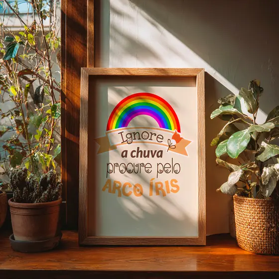 Quadro Arco Íris Motivacional Frase Inspire Alegria Cores Positivas Esperança Otimismo Casa