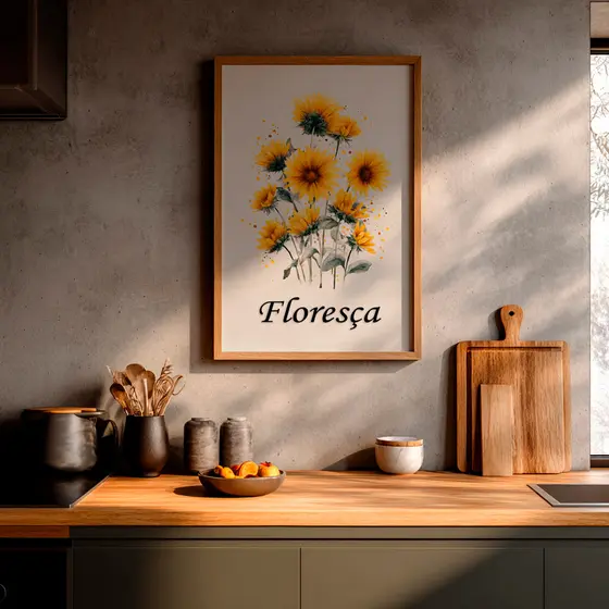 Quadro Floresça Girassol Amarelo Frase Motivacional Natureza Inspiração Esperança Alegria