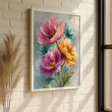Quadro Flores Coloridas Arte Pintura Floral Colorido Natureza Inspiração Beleza Parede Sala