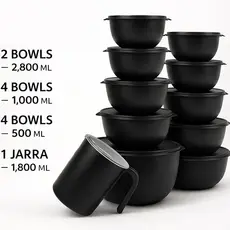 Kit 11 Peças com Jarra Bolw Pote Plastico redondo 2 kit bowl + jarra