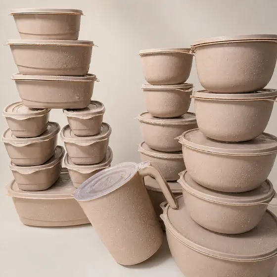 21 Potes Plásticos Multiuso com Tampa para Mantimentos, Alimentos e Marmitas