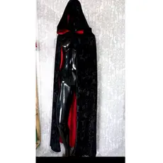 Capa medieval com capuz dupla vermelho e preto