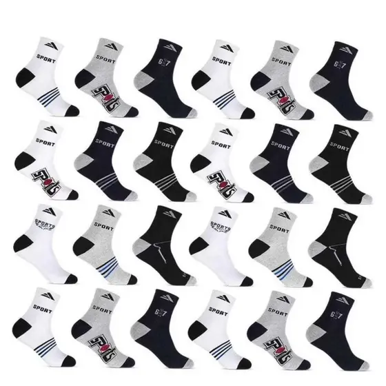 Kit 12 Pares ou 24 Pares Cano Alto Adulto Masculino Altomax Conforto Sport Esporte Masculina