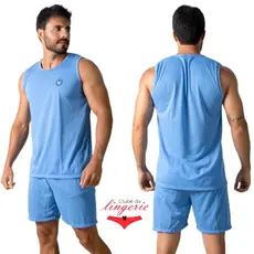 Pijama Masculino Malha Premium Regata Com Short Leve Respirável Verão Casual do P ao GG ref 072