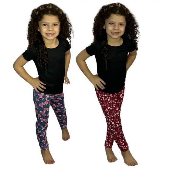 Kit Com 2 Leggings Infantil Suplex Estampas Variadas