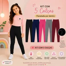 Kit Com 5 Legging Infantil Flanelada Ótima Qualidade Quentinha Forrada