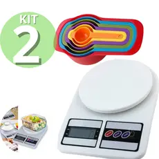 Kit Balança Digital Alta Precisão 10kg E Kit 6 Medidores