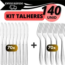 Kit 70  Faca + 70 Garfo Talher Aço Inox Grande Sopa Bar Restaurante Buffet Faqueiro