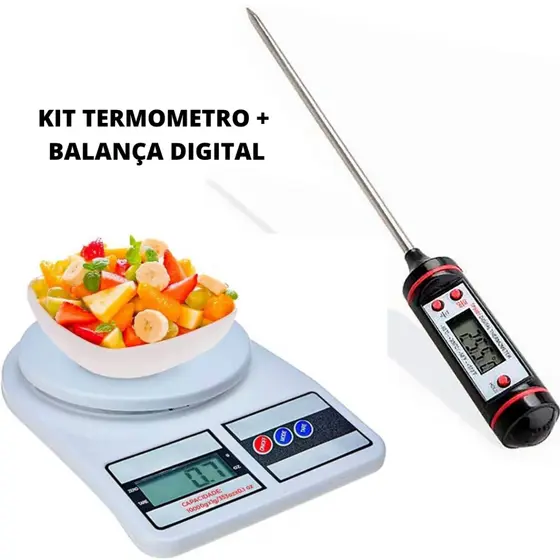 Kit Termômetro Culinário Digital e Balança Culinária 10 kg
