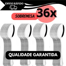 Kit 36 Colher de Sobremesa Inox Premium 16cm Para Doces Sorvete Cozinha Restaurante Café