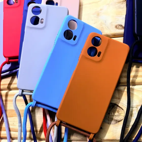 Capa Capinha Feminina Motorola Moto G84 | G24 | G35 | G22 com Cordão Ajustável Silicone Premium Antichoque | Luxo