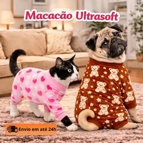 Macacão Pet Ultrasoft Roupa para Cachorro Inverno Pequeno Porte Super Quentinho