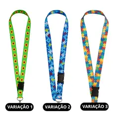 Cordões Identificação + porta crachá simples Autismo Tea Girassol TDAH Deficiências Ocultas