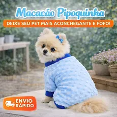 Macacão Pet Pelúcia Pipoquinha Quentinho para Cachorro