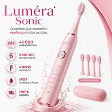 Escova elétrica sônica rosa recarregável com 6 modos