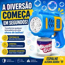Pistola de Bolhas Automática Bubble Gun Azul Brinquedo Ergonômico com Refil de Bolhas