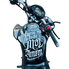 Adesivo Frase para Tanque de moto Livrai-me de todo mal Amém