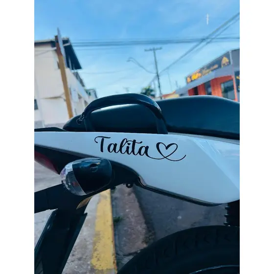 Adesivo nome da namorada para colar na moto e soleira  passageiro nome com coração Personalizado 15x3cm