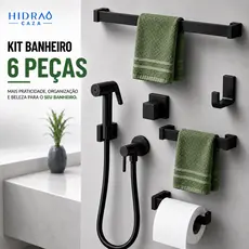Kit Banheiro Preto Fosco Luxo 6 Peças Com Ducha Higiênica + Acabamento Registro Deca Lavabo Premium