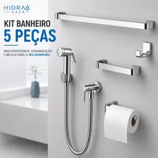 Kit Banheiro Luxo Cromado 5 Peças Com Ducha Higiênica