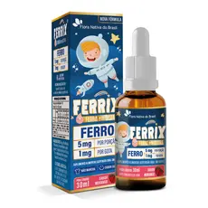 FERRIX Suplemento Infantil de Ferro (Ferro 5mg/porção) 30ml Sabor Morango - Flora Nativa