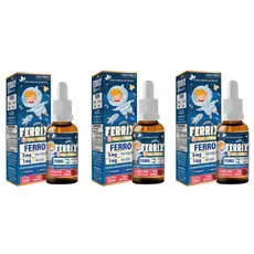3x FERRIX Suplemento Infantil de Ferro (Ferro 5mg/porção) 30ml Sabor Morango - Flora Nativa