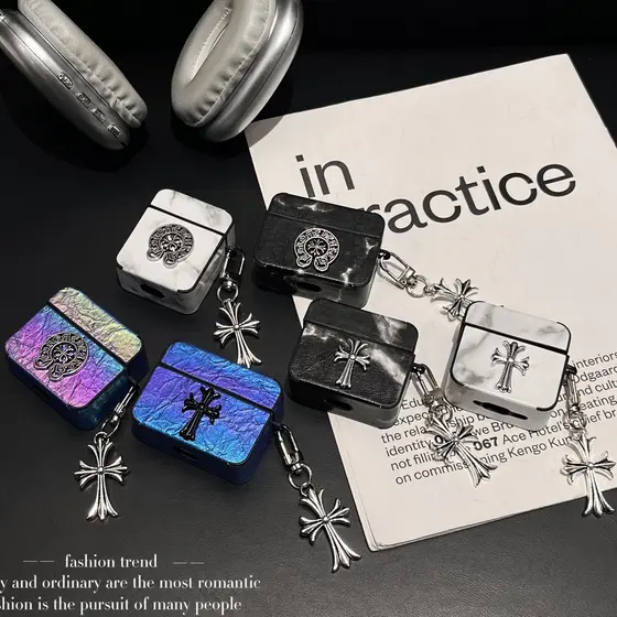 Chrome Hearts Square Dazzle Casing FOR AIRPODS 4 PRO2 1/2/3 Protective Cover Earphone Proetct Case Accessories