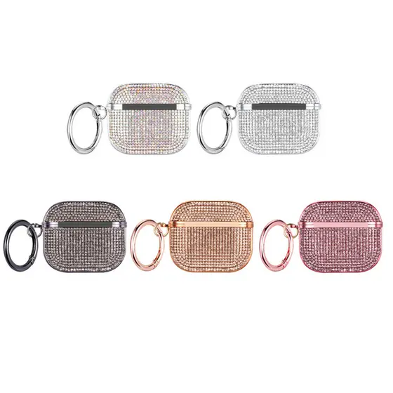 Luxo Flash Diamond TPU + PU Capa Shell Para AIRPODS PRO 1 2 3 4 ANC Protetora