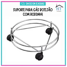 Suporte Para Gás Botijão Com Rodinha Cromado Aço Inox Arthi
