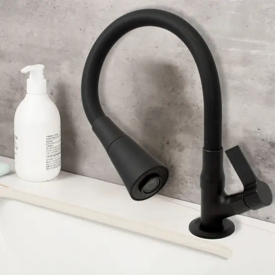 Torneira Para Pia de Cozinha Preta Bancada Gourmet Flexível Luxo Chuveirinho 2 Jatos