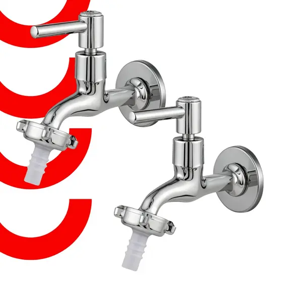 Torneira De Jardim E Tanque Cromada Super Luxo ¼ De Volta 1130 C65 Toda Em Metal