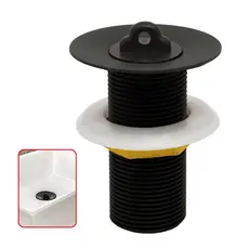 Válvula Pia Banheiro Ralo Preto Lavatório Cuba 7/8 Metal Preta Inox Escoamento