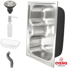 Cuba 50x40cm Pia Cozinha Gourmet Com Acessórios Dispenser Válvula Escoamento e Escorredor de Louças