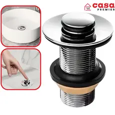 Válvula Ralo De Pia Banheiro Click Up Inteligente Para Cuba Lavatório 1 1/4 Em Inox Metal Cromada