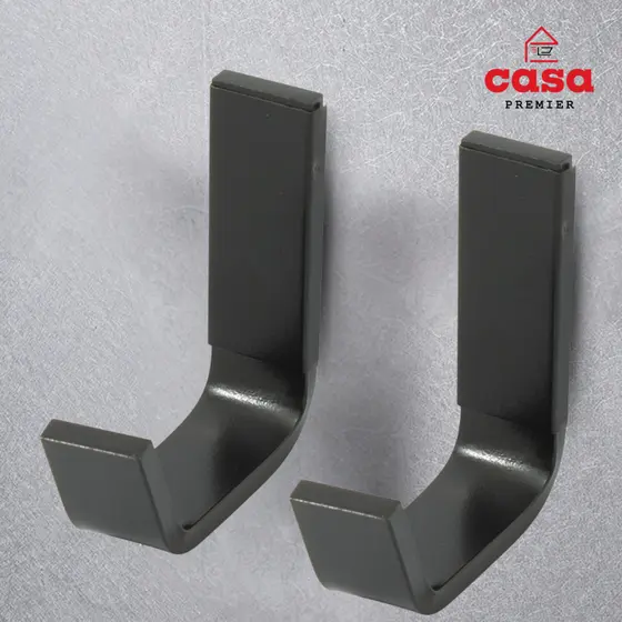Kit 2 Suporte Cabide Fixação Gancho Porta Toalha Preto Fosco Banheiro Em Metal Luxo