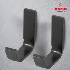 Kit 2 Suporte Cabide Fixação Gancho Porta Toalha Preto Fosco Banheiro Em Metal Luxo