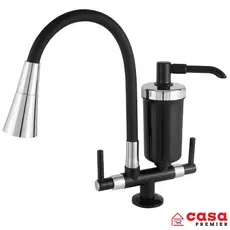Torneira Pia Cozinha Preta Bancada Com Filtro Gourmet 2 Jatos Abs