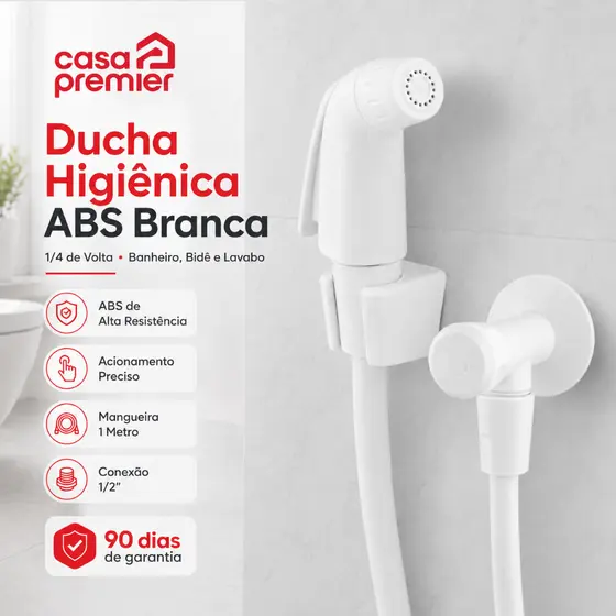 Ducha Higiênica ABS Branca para Banheiro Chuveirinho Bide Lavabo 1/4 de Volta